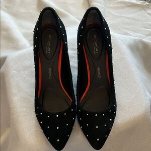 Rockport Black Pointed-Toe Studded Flats